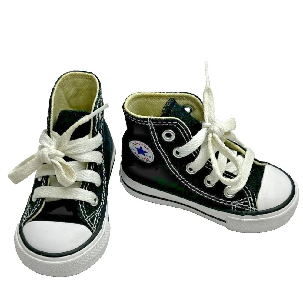 Toddler Converse Old School Chuck Taylor Black High Tops Sz 4 Lace Up